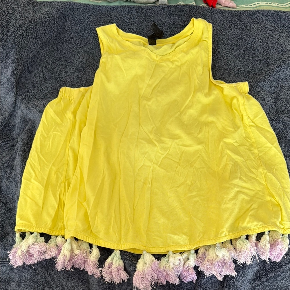 Yellow Women’s Sleeveless Top with Tassels